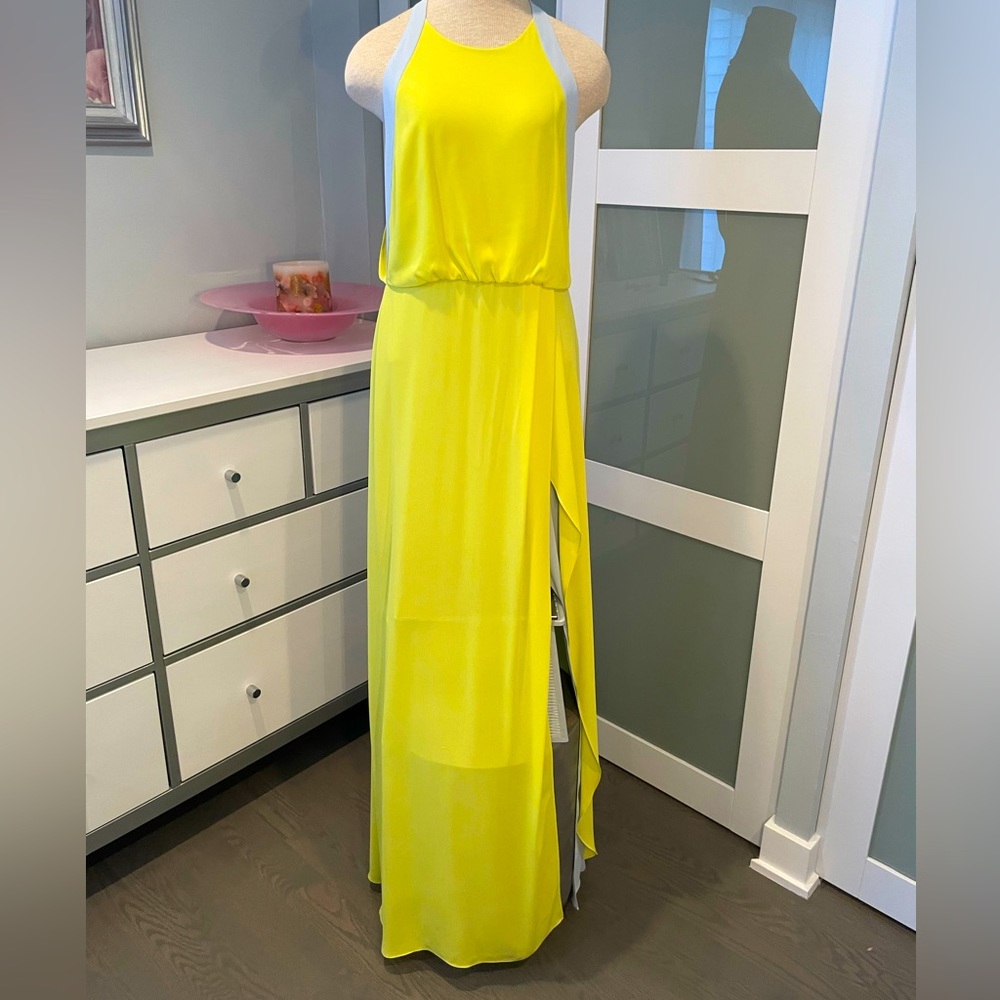 BCBG Bright Yellow Sleeveless Maxi Dress